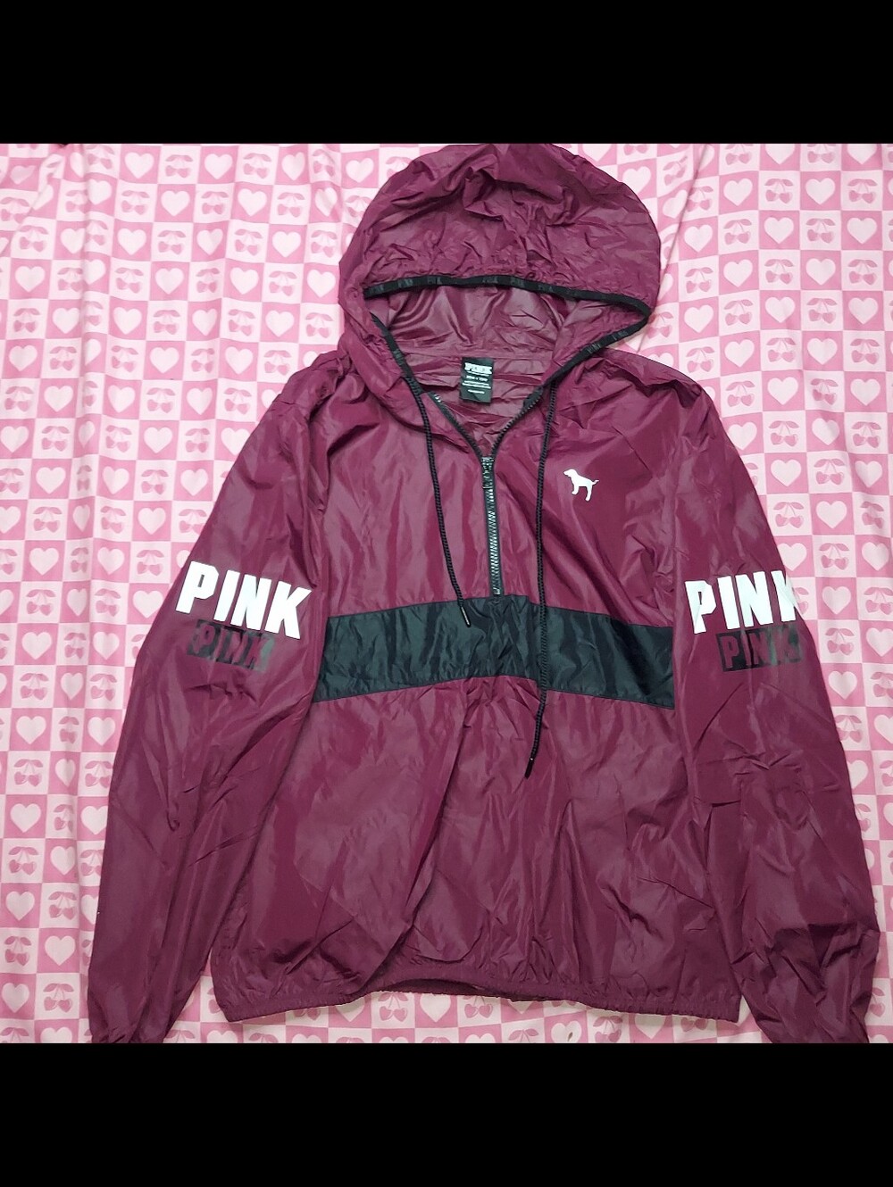Victoria's Secret PINK Maroon Windbreaker Zip Up Jacket
